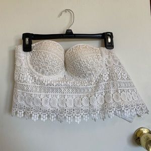 Forever 21 White Lace Bustier Top